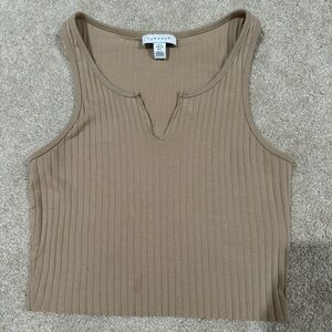 Topshop Camel Ribbed Tank Top